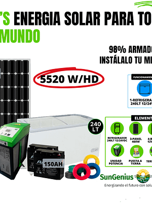 KIT CONGELADOR 240 LTS SOLAR - TAPA DE VIDRIO-HELADOS 12/24V